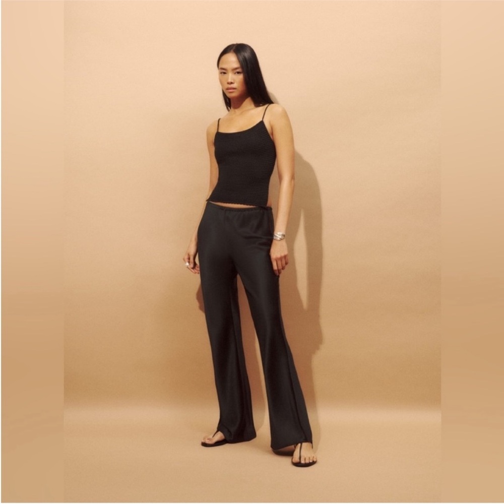 Reformation Black Vida Satin low rise Pants